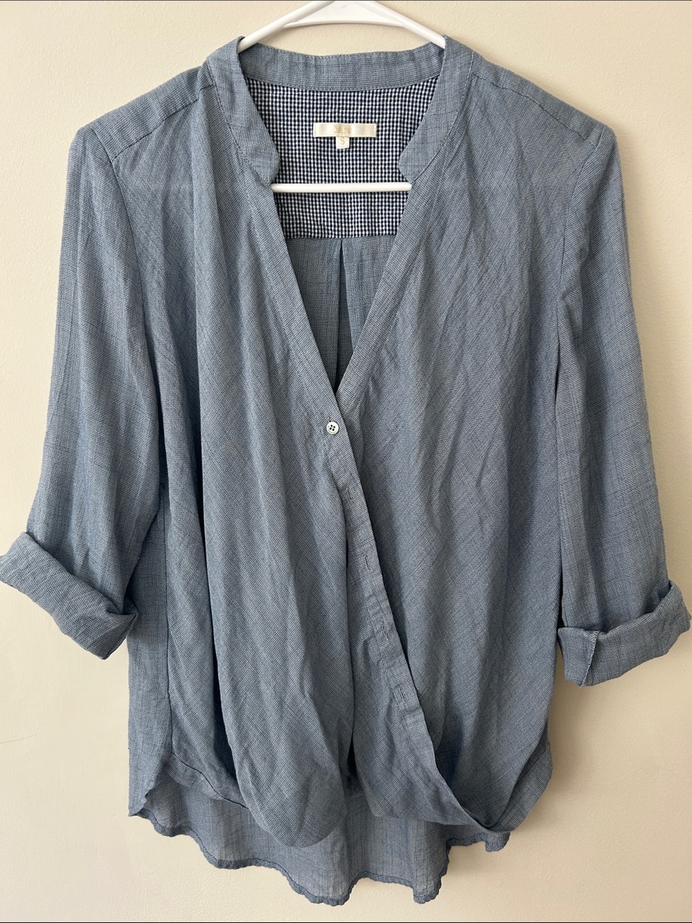 Laju Light Blue V‑Neck Wrap Blouse